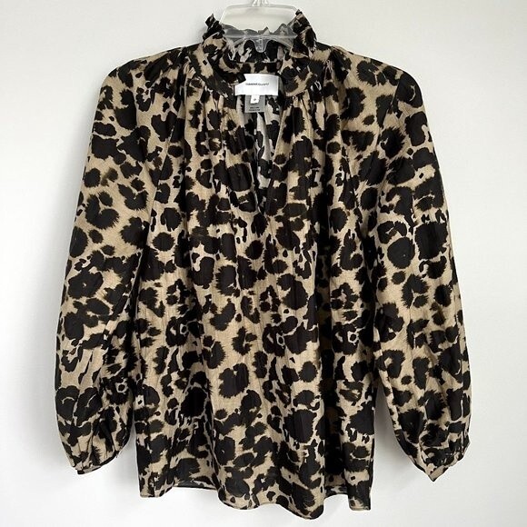 Current Elliott Animal Print Silk Cotton Blend Top - Picture 1 of 6